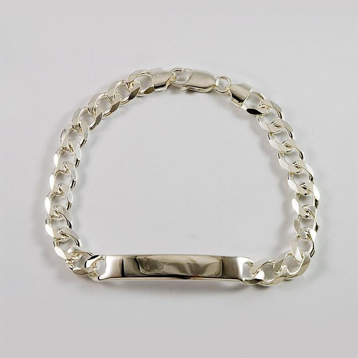 Bransoletka srebrna pancerka z blaszką + opcja grawer BRA35