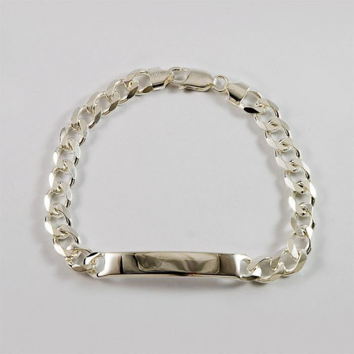 Bransoletka srebrna pancerka z blaszką + opcja grawer BRA35