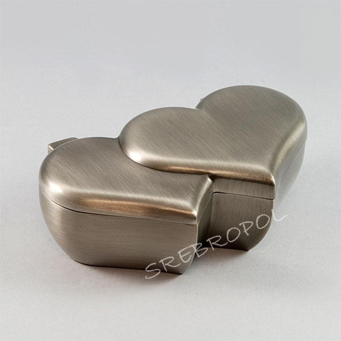 Cynowana szkatułka na biżuterię - dwa serca 461-4805