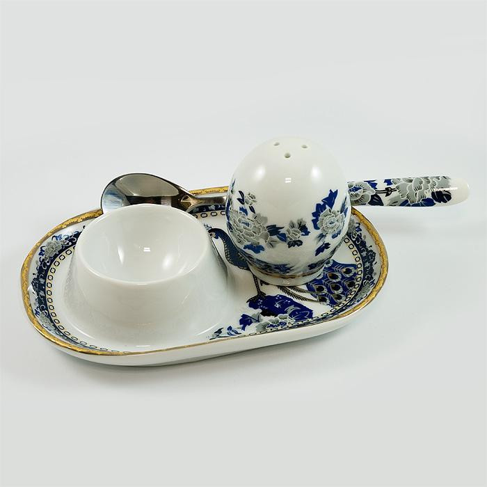 Podstawka pod jajko z solniczką - porcelana japońska Pawie FIL145KN