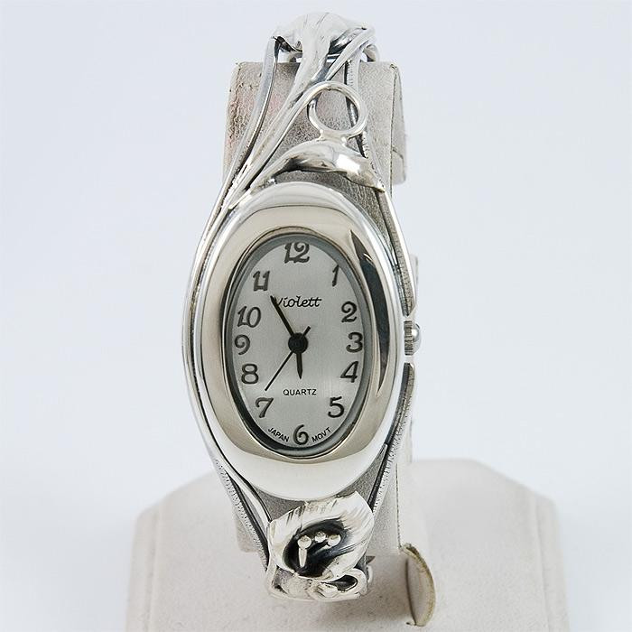 Zegarek srebrny damski na bransolecie + opcja grawer Violett 126