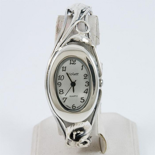 Zegarek srebrny damski na bransolecie + opcja grawer Violett 126