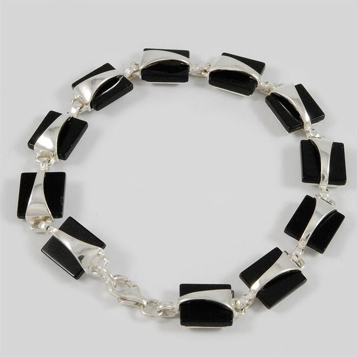 Bransoletka srebrna z onyxem FD 20.2g