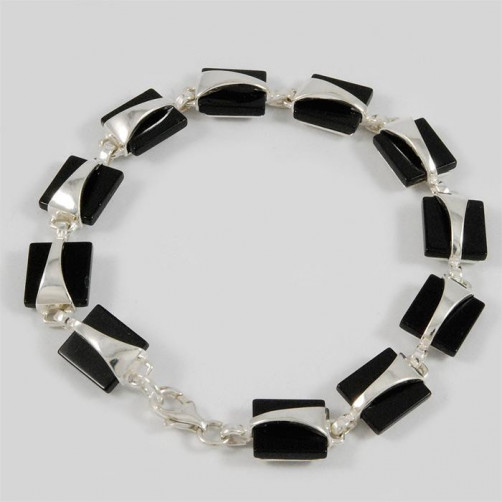 Bransoletka srebrna z onyxem FD 20.2g