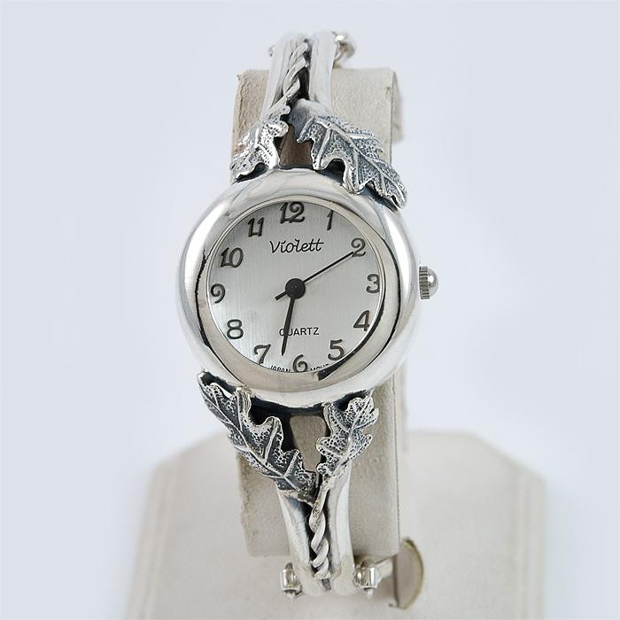 Zegarek srebrny damski na bransolecie + opcja grawer Violett 128