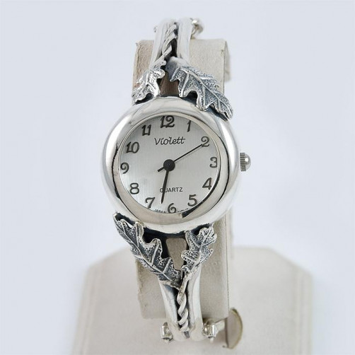 Zegarek srebrny damski na bransolecie + opcja grawer Violett 128