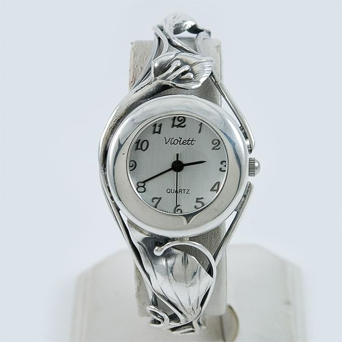 Zegarek srebrny damski na bransolecie + opcja grawer Violett 131