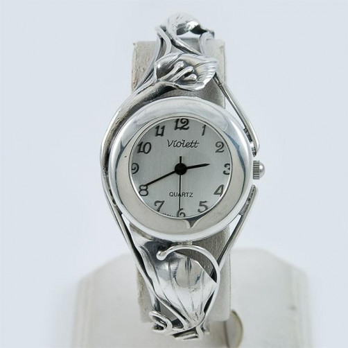 Zegarek srebrny damski na bransolecie + opcja grawer Violett 131
