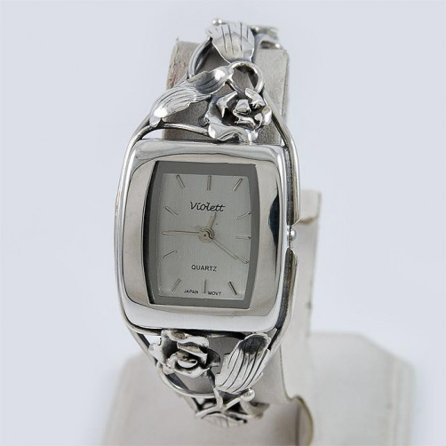 Zegarek srebrny damski na bransolecie + opcja grawer Violett 133