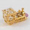 Złota figurka lokomotywa z kryształkami swarovskiego 122-0076