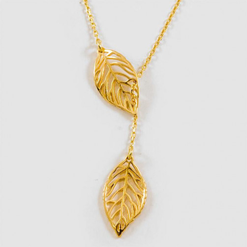 Łańcuszek srebrny CELEBRTYKA - dwa liście GO19