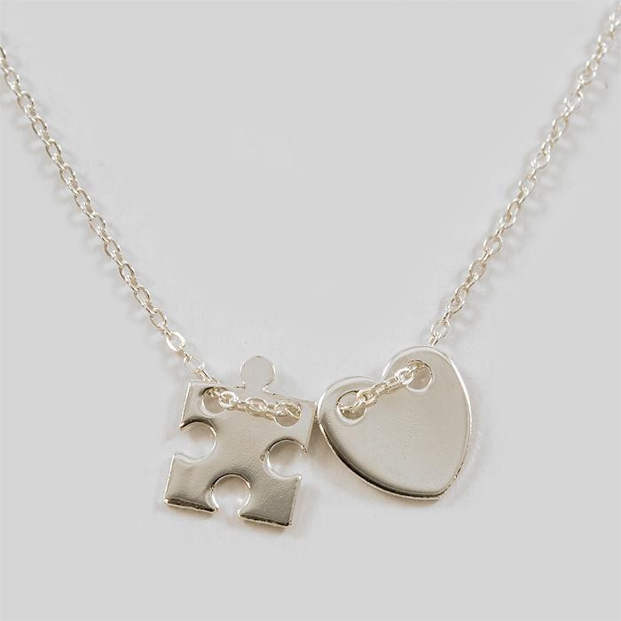 Łańcuszek srebrny CELEBRYTKA - puzzel i serce RA 20