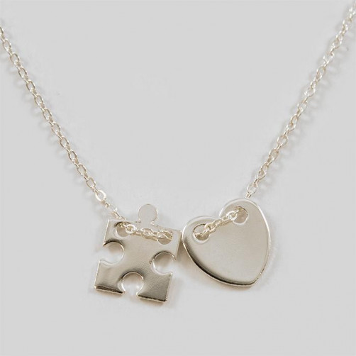 Łańcuszek srebrny CELEBRYTKA - puzzel i serce RA 20