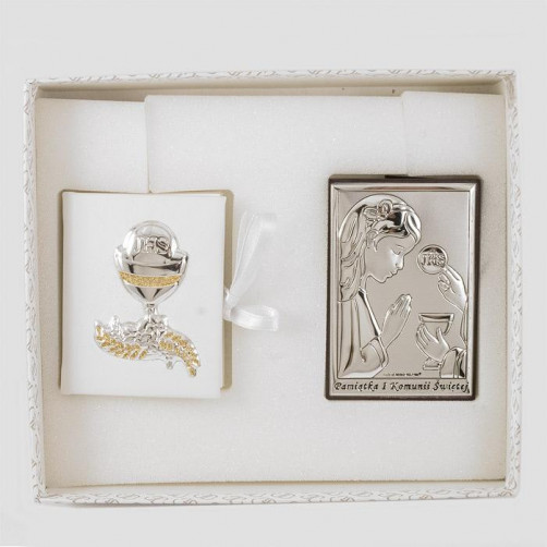 Zestaw komunijny - obrazek i różaniec 6491/ASET