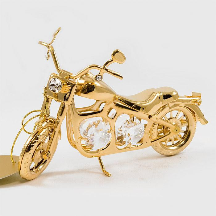 Złota figurka motocykl z kryształkami swarovskiego 122-0163