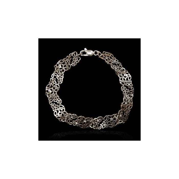 Bransoletka srebrna kwiatuszki z cyrkoniami SF 10.1g