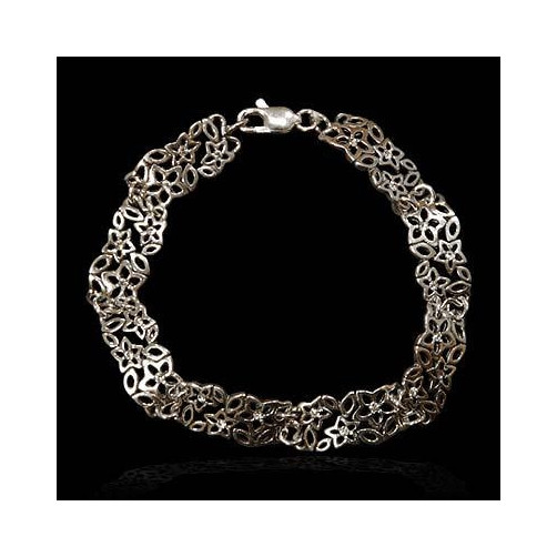 Bransoletka srebrna kwiatuszki z cyrkoniami SF 10.1g