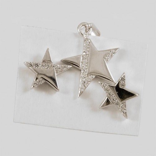 Komplet srebrny gwiazdki wisiorek + kolczyki KW20/0