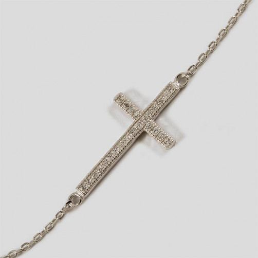 Bransoletka srebrna Celebrytka - krzyżyk z cyrkoniami B20/0B2