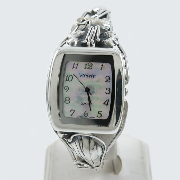 Zegarek srebrny damski na bransolecie + opcja grawer Violett 137