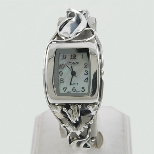 Zegarek srebrny damski na bransolecie + opcja grawer Violett 139