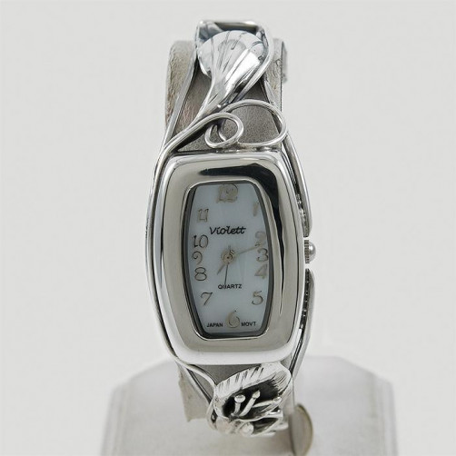 Zegarek srebrny damski na bransolecie + opcja grawer Violett 141
