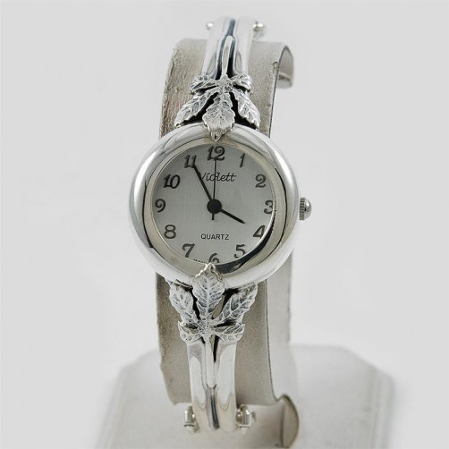 Zegarek srebrny damski na bransolecie + opcja grawer Violett 143