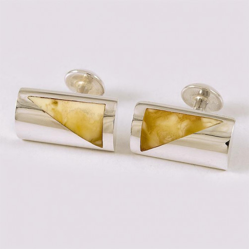 Srebrne spinki do mankietów z bursztynem 15950/F