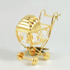 Złota figurka wózeczek z kryształkami swarovskiego 122-0055