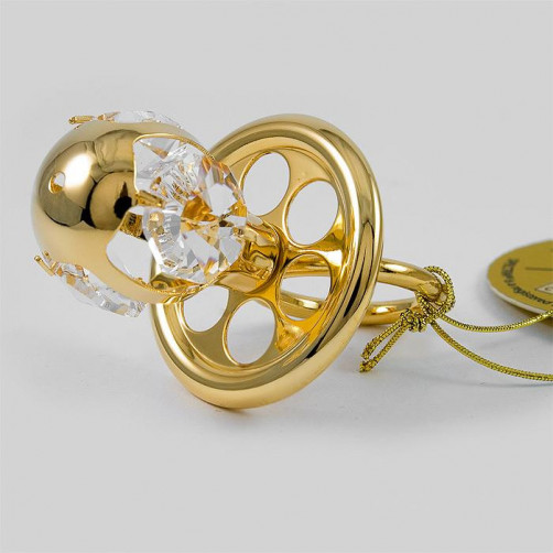 Złota figurka smoczek z kryształkami Swarovskiego oraz grawerem z etui 122-0209