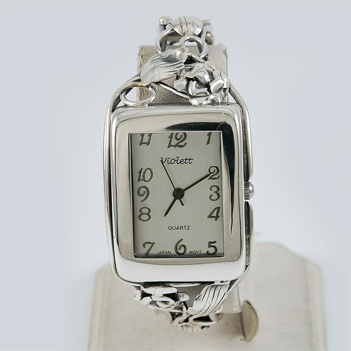 Srebrny zegarek damski na bransolecie + opcja grawer Violett 151