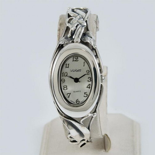 Srebrny zegarek damski na bransolecie + opcja grawer Violett 155