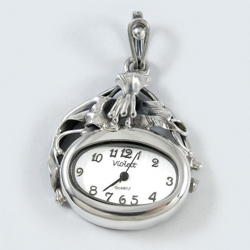 Srebrny zegarek damski na łańcuszek + opcja grawer Violett 164