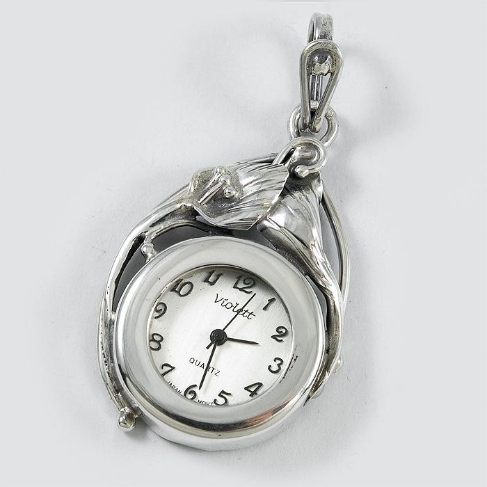 Srebrny zegarek damski na łańcuszek + opcja grawer Violett 166