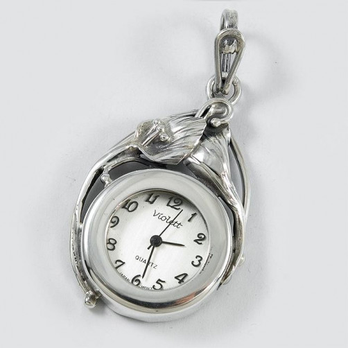 Srebrny zegarek damski na łańcuszek + opcja grawer Violett 166