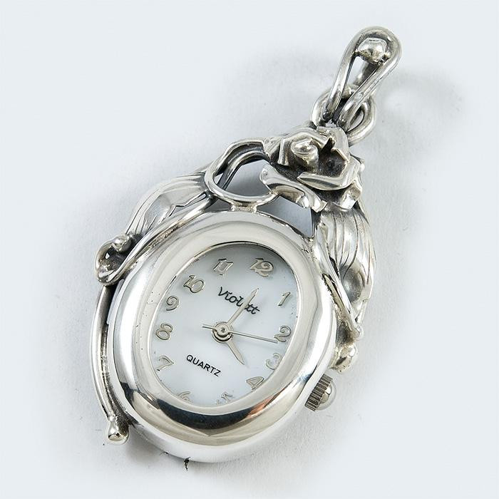 Srebrny zegarek damski na łańcuszek + opcja grawer Violett 167