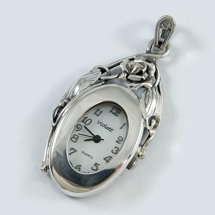 Srebrny zegarek damski na łańcuszek + opcja grawer Violett 168