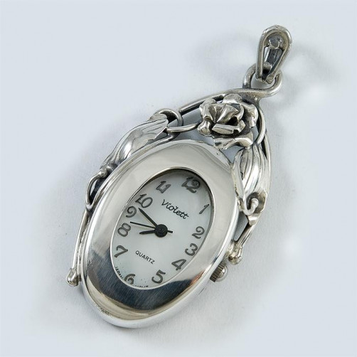 Srebrny zegarek damski na łańcuszek + opcja grawer Violett 168