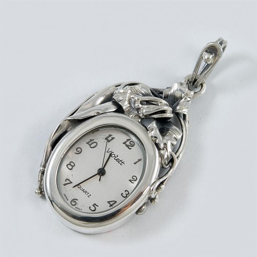 Srebrny zegarek damski na łańcuszek + opcja grawer Violett 169