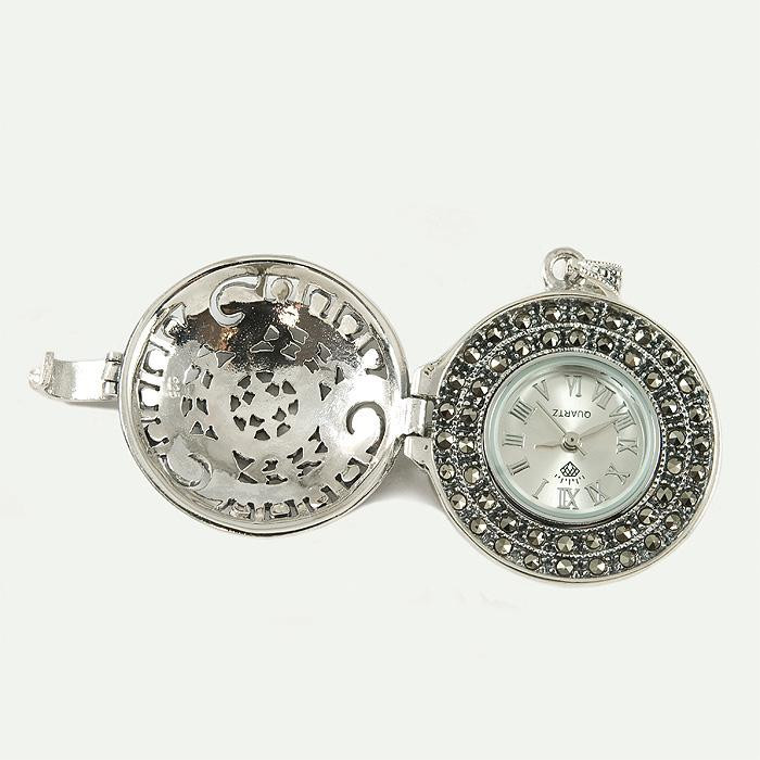 Zegarek srebrny damski na łańcuszek - markazyty  185/T1