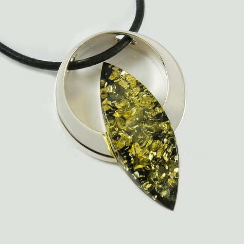 Wisiorek srebrny z bursztynem 92/AS