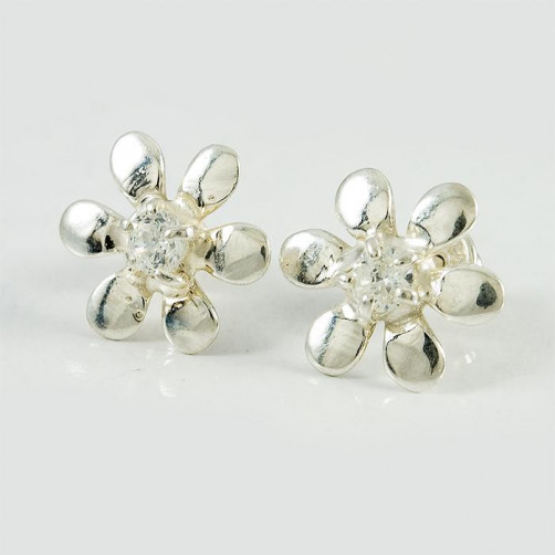 Kolczyki srebrne kwiatuszki - cyrkonia K20/0