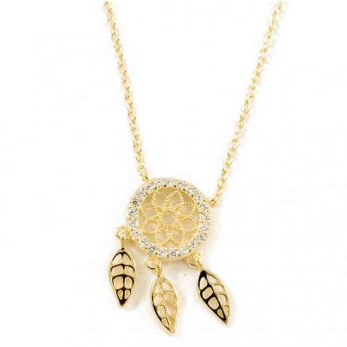 Łańcuszek srebrny z wisiorkiem - przeźroczyste cyrkonie KI31