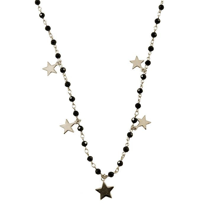 Naszyjnik srebrny z gwiazdkami i spinelami KI59