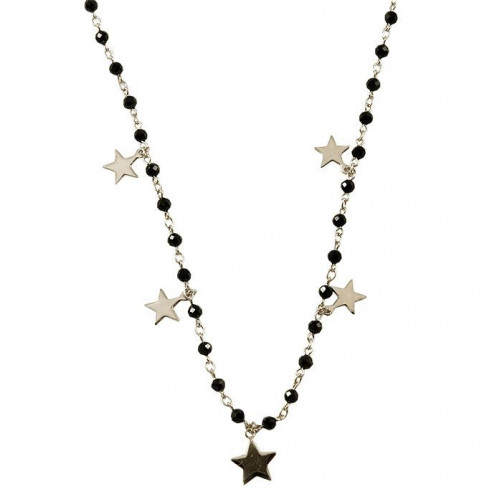 Naszyjnik srebrny z gwiazdkami i spinelami KI59