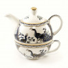 Dzbanek z filiżanką - Tea for one - porcelana japońska Pawie niebieskie