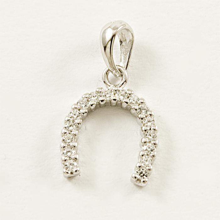 Wisiorek srebrny podkowa z cyrkoniami WIS11