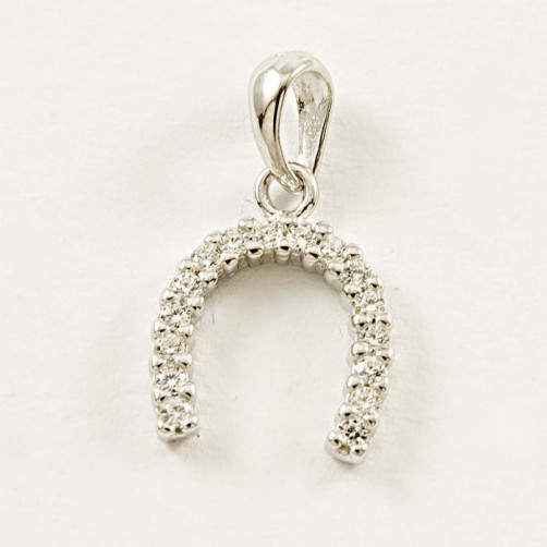 Wisiorek srebrny podkowa z cyrkoniami WIS11