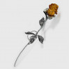Róża srebrna z bursztynem 105/OP