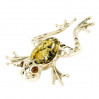 Wisiorek srebrny żaba z bursztynem WIS18